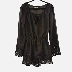 Lucy Paris Black Lace Romper Womens M